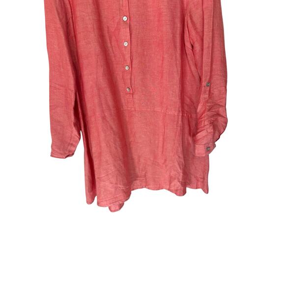 J. Jill Red Lightweight Basic Lagenlook Coastal Grandma Linen Blouse Size Large - Picture 8 of 13